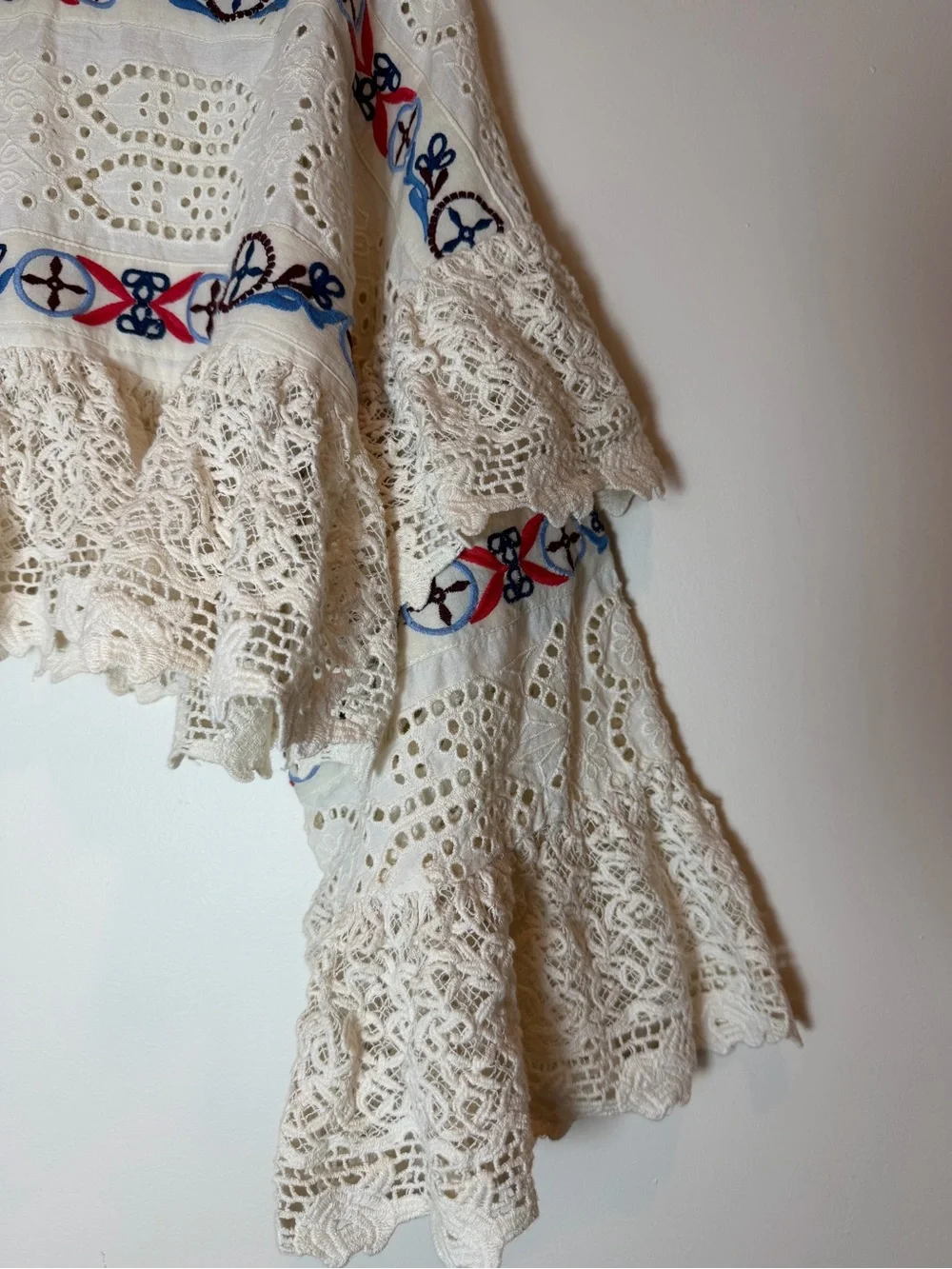 Anthropologie Embroidered Eyelet Lace Crochet Ultra Cropped Shrug XS/S Boho